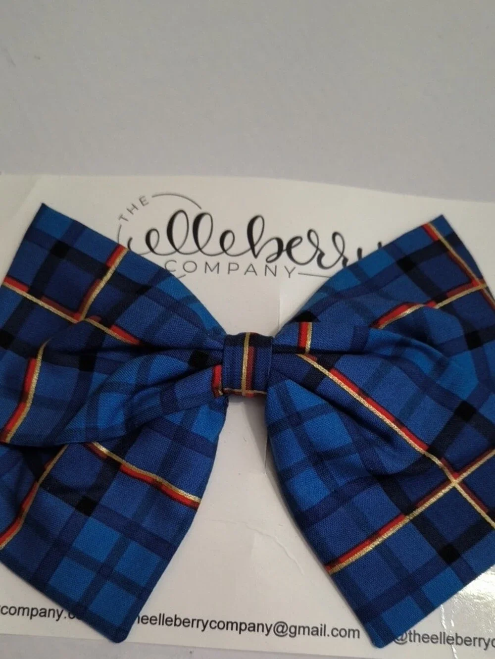 The Elle Berry Company Blue Plaid Kids Bow